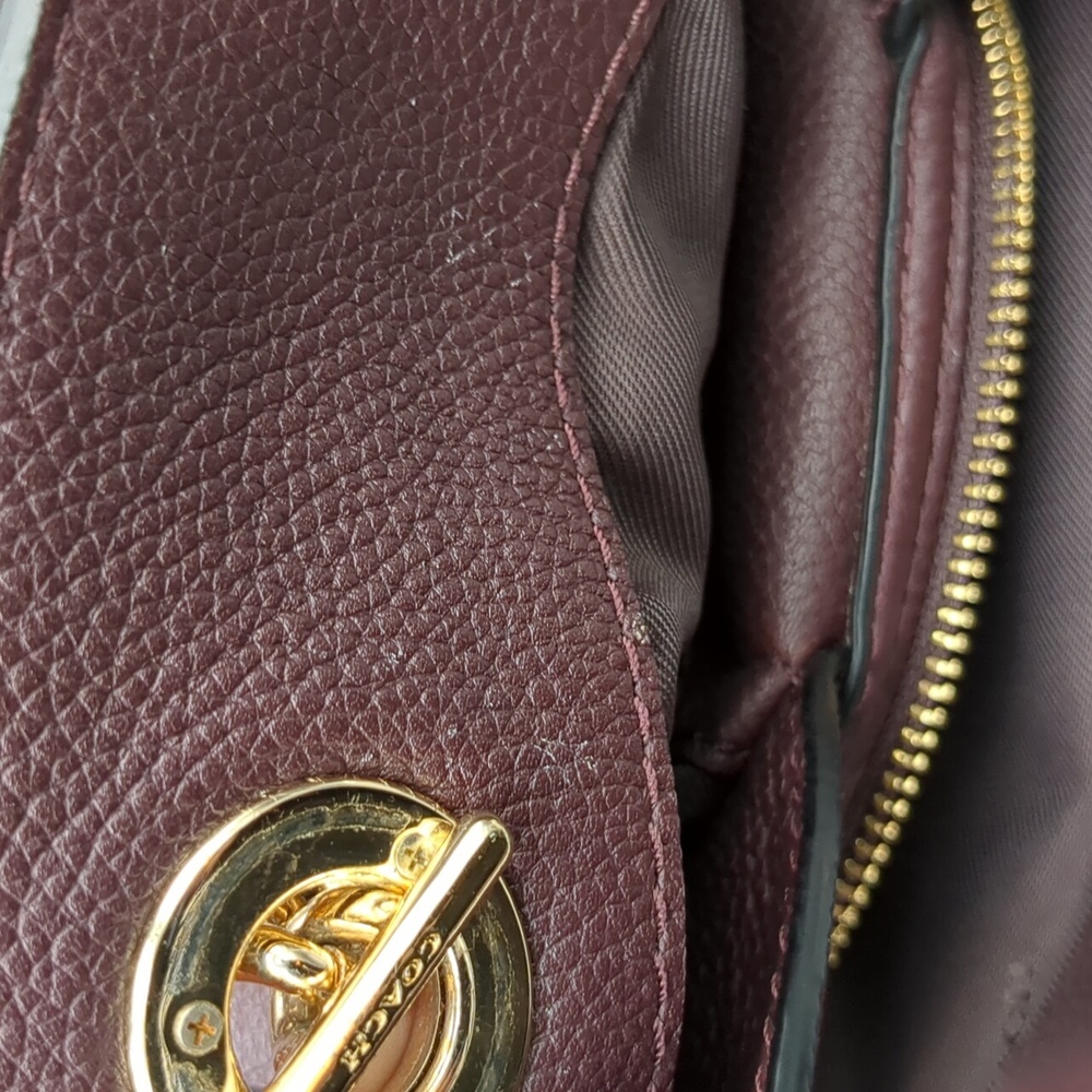 Coach Deep Burgundy Edie Leather Bag - Picture 13 of 16